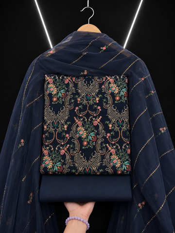 Bareeze Karandi 3pc navy blue