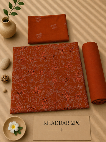 Khaddar 2 piece rust