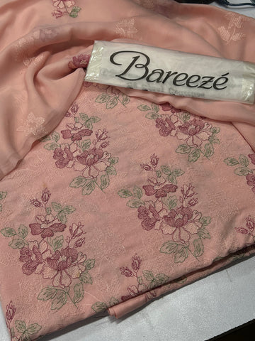 Bareeze Premium Karandi 3-Piece Allover Embroidered Suit with Chiffon Dupatta