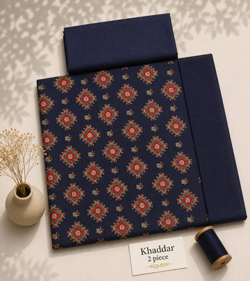 Khaddar 2pc (navy blue)