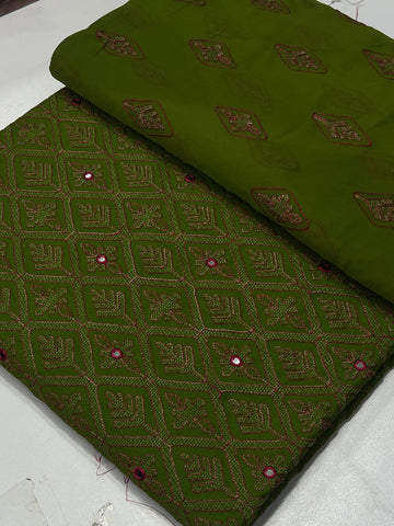 Bareeze Premium Karandi 3-Piece Allover 9mm Embroidered Suit with Chiffon Dupatta mehndi