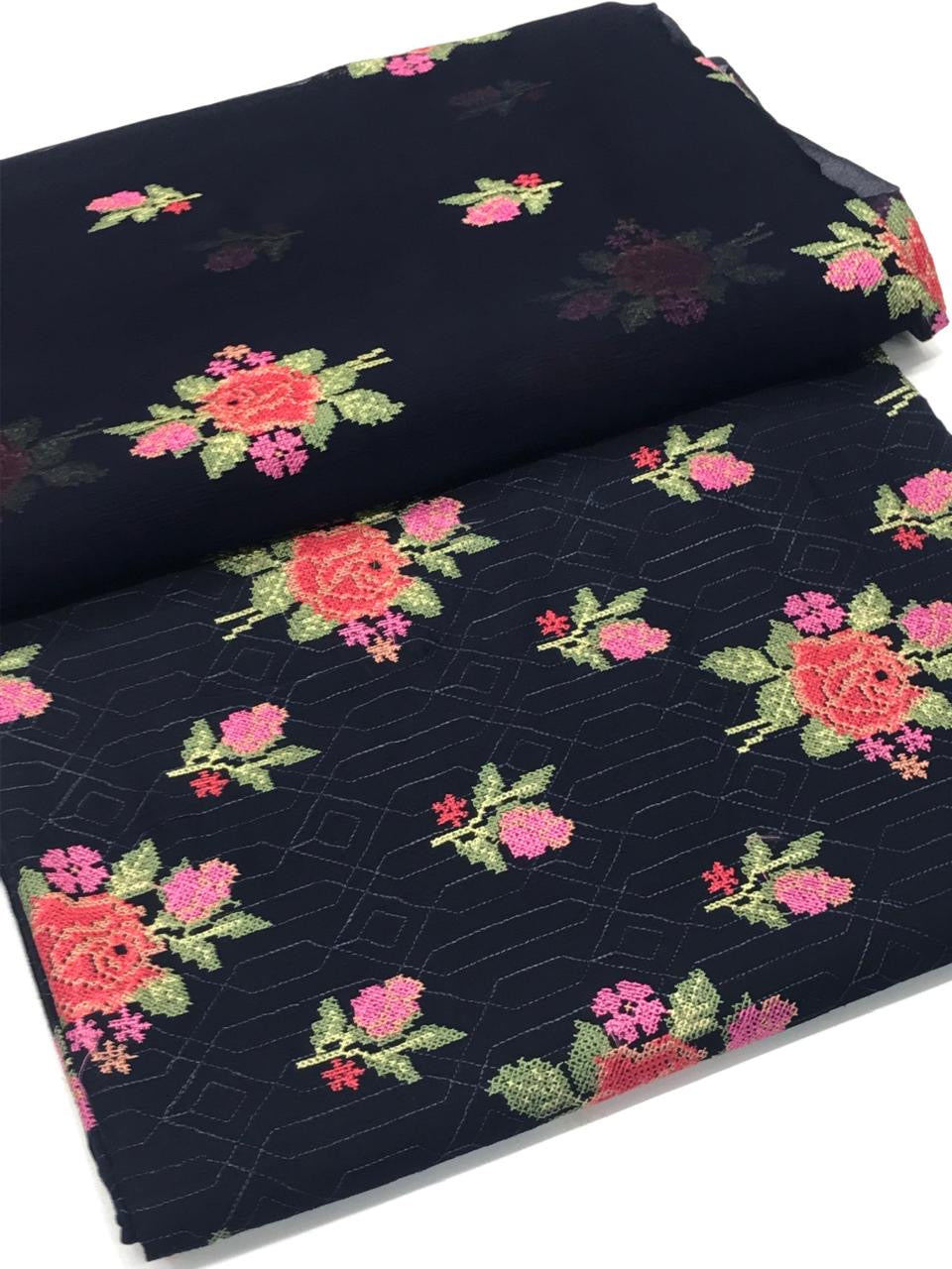 Bareeze Karandi 3 piece (navy blue)