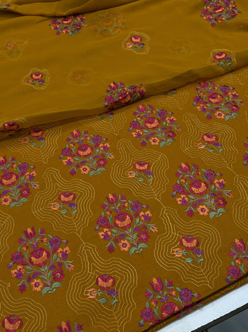 Bareeze Premium Karandi 3-Piece Allover Embroidered Suit with Chiffon Dupatta