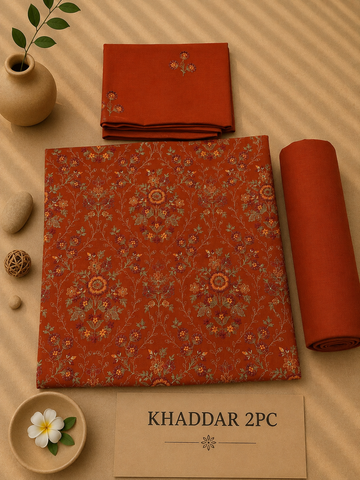 Khaddar 2 piece rust