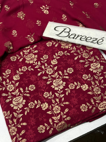 Bareeze Premium Karandi 3-Piece Allover Embroidered Suit with Chiffon Dupatta