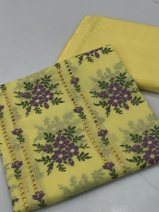 Bareeza lawn 2 piece (lemon)