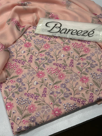 Bareeze Premium Karandi 3-Piece Allover Embroidered Suit with Chiffon Dupatta