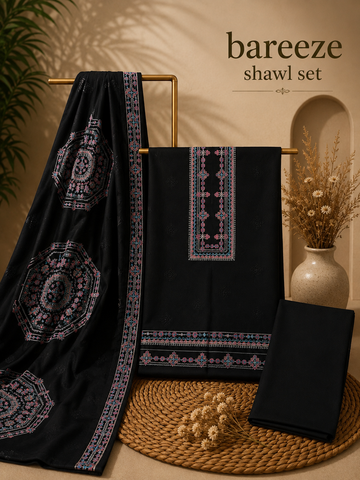 Bareeze 3 piece Karandi shawl set