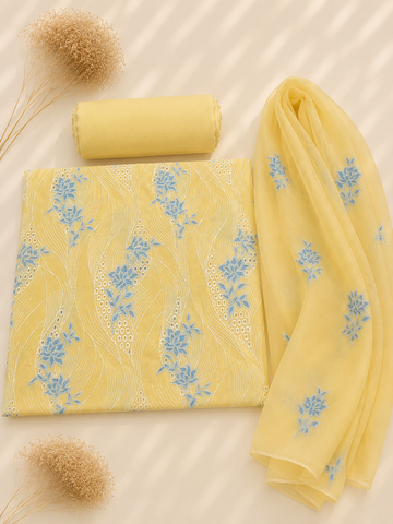 Bareeze Karandi 3pc Allover butter yellow