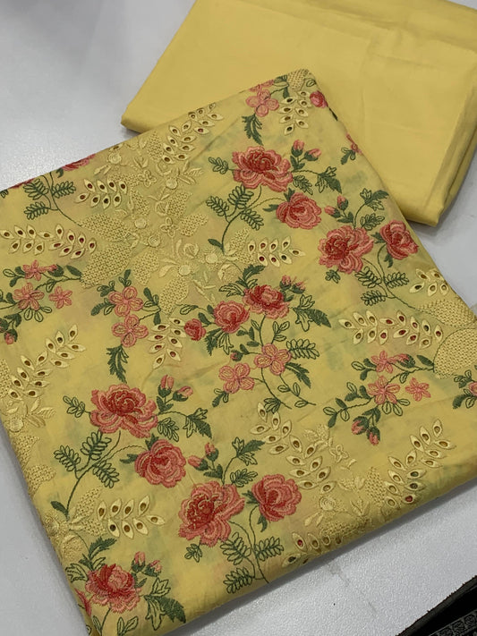 Bareeza lawn 2 piece lemon