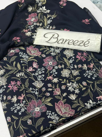 Bareeze Premium Karandi 3-Piece Allover Embroidered Suit with Chiffon Dupatta