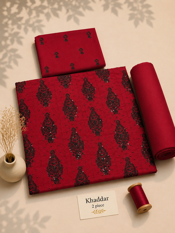 Khaddar   2pc maroon