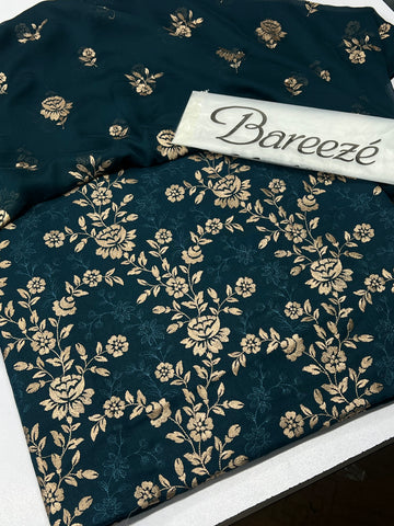 Bareeze Premium Karandi 3-Piece Allover Embroidered Suit with Chiffon Dupatta