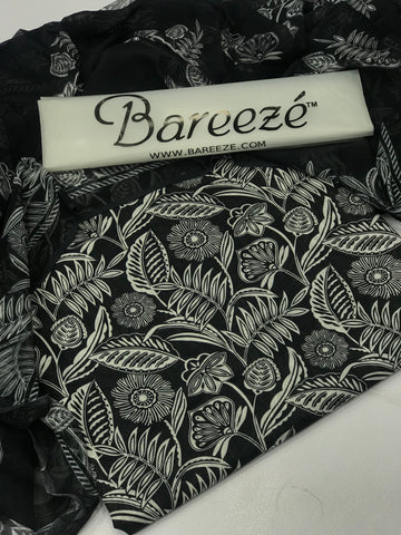 3 Piece Printed Lawn Black | Ejaaz Collection