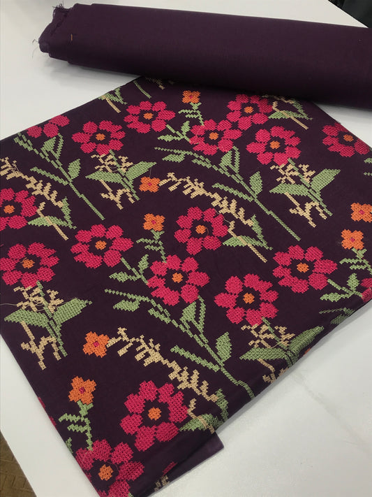 Khaddar 2 piece (dark purple )