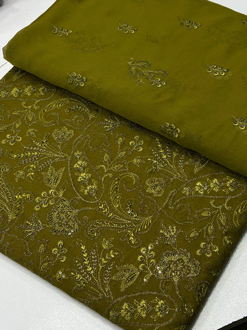 Bareeze Premium Karandi 3-Piece Allover Embroidered Suit with Chiffon Dupatta