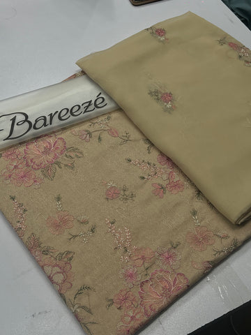 Bareeze Premium Karandi 3-Piece Allover Embroidered Suit with Chiffon Dupatta skin