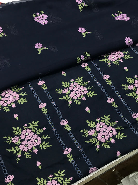 Bareeze Karandi 3 piece (navy blue )