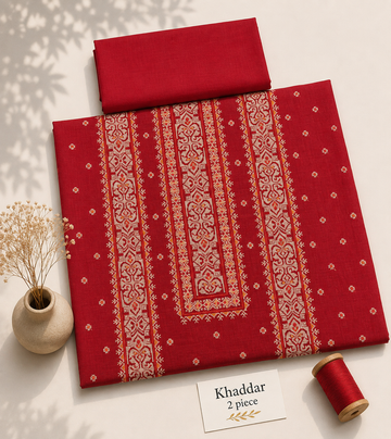 Khaddar  2pc maroon