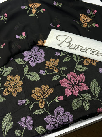 Bareeze Premium Karandi 3-Piece Allover Embroidered Suit with Chiffon Dupatta