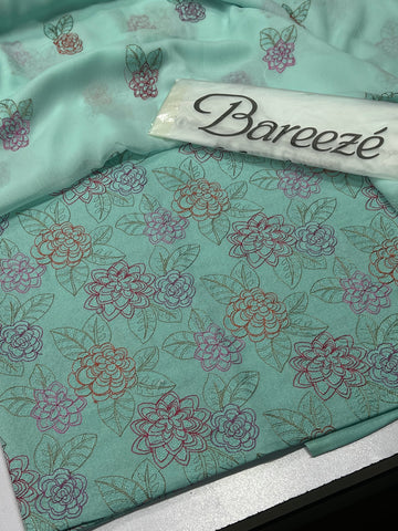 Bareeze Premium Karandi 3-Piece Allover Embroidered Suit with Chiffon Dupatta