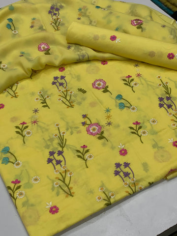 Bareeza butter yellow lawn 3 piece