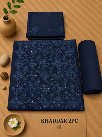 Khaddar   2pc navy blue