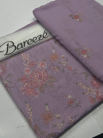 Bareeze Karandi 3 Piece Unstitched Suit with Embroidered Chiffon Dupatta lilic