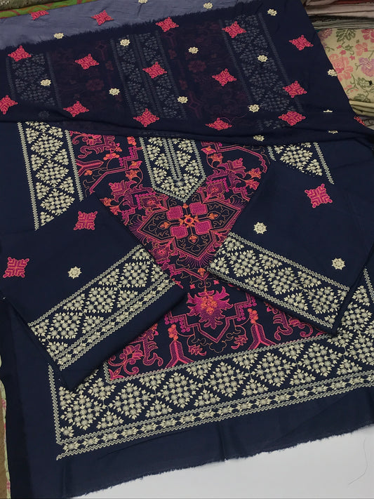 Bareeze Karandi 3 piece (navy blue)