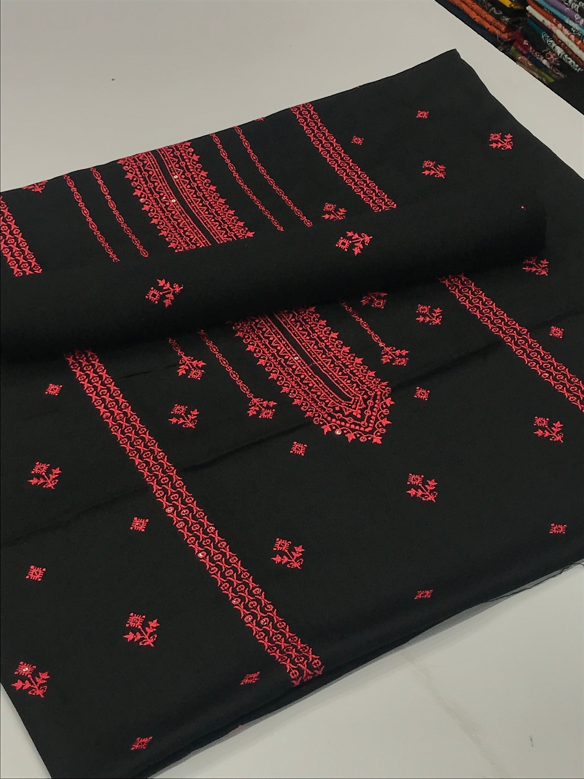 Karandi 2pc Black and Red embroidery